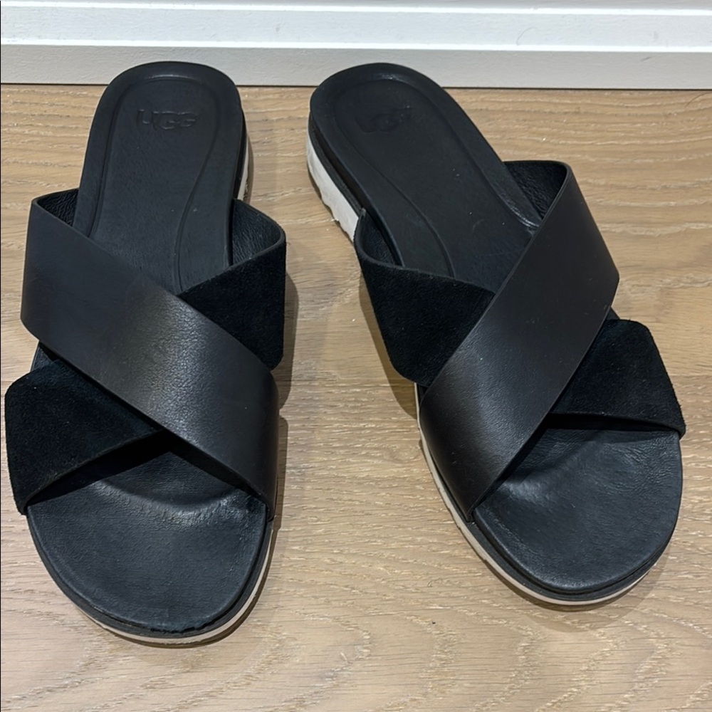 UGG Black Kari Slide Sandals - Size 8